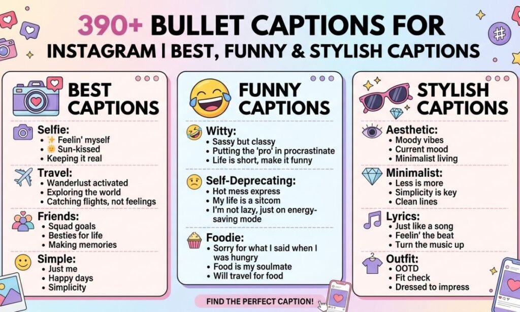 Bullet Captions for Instagram