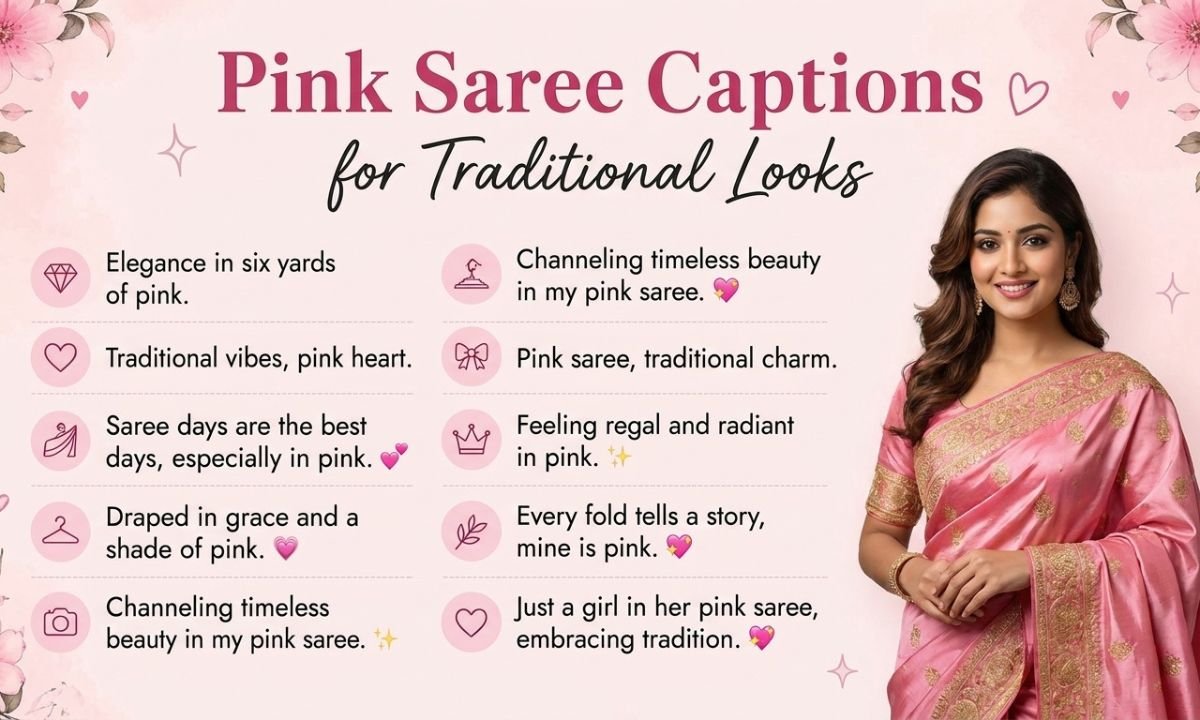 Pink Saree Captions for Traditional Looks