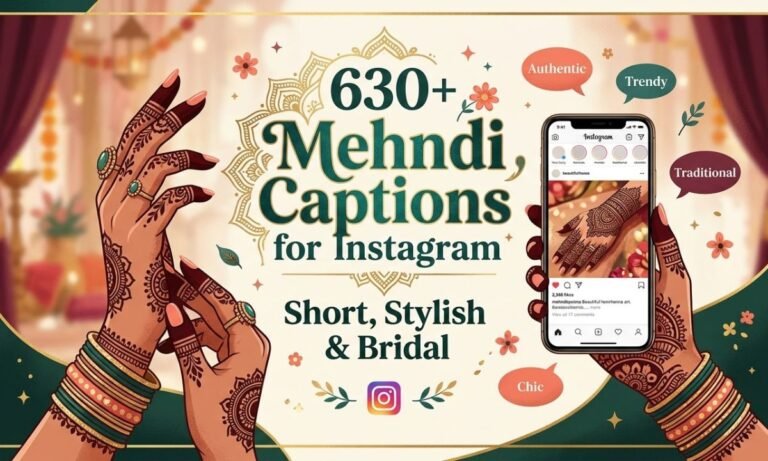 630+ Mehndi Captions for Instagram: Short, Stylish & Bridal