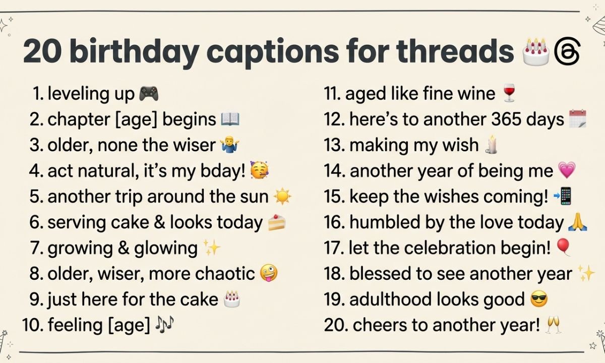 20 Threads Birthday Captions