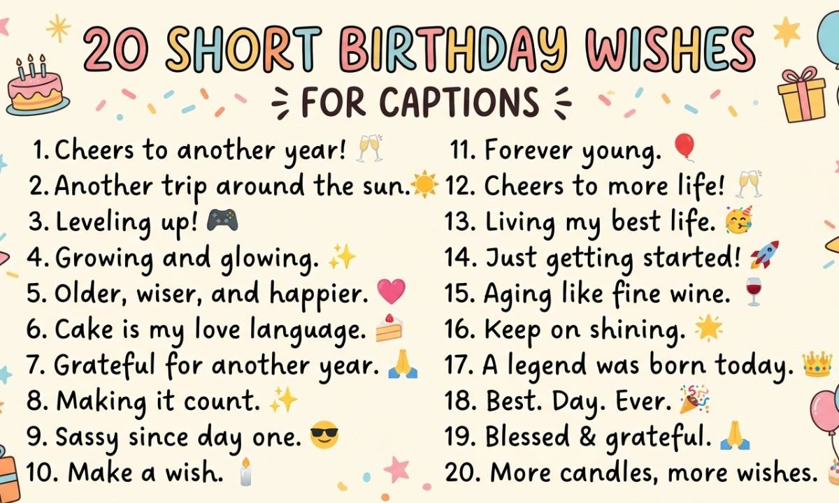 20 Short Birthday Wishes for Captions